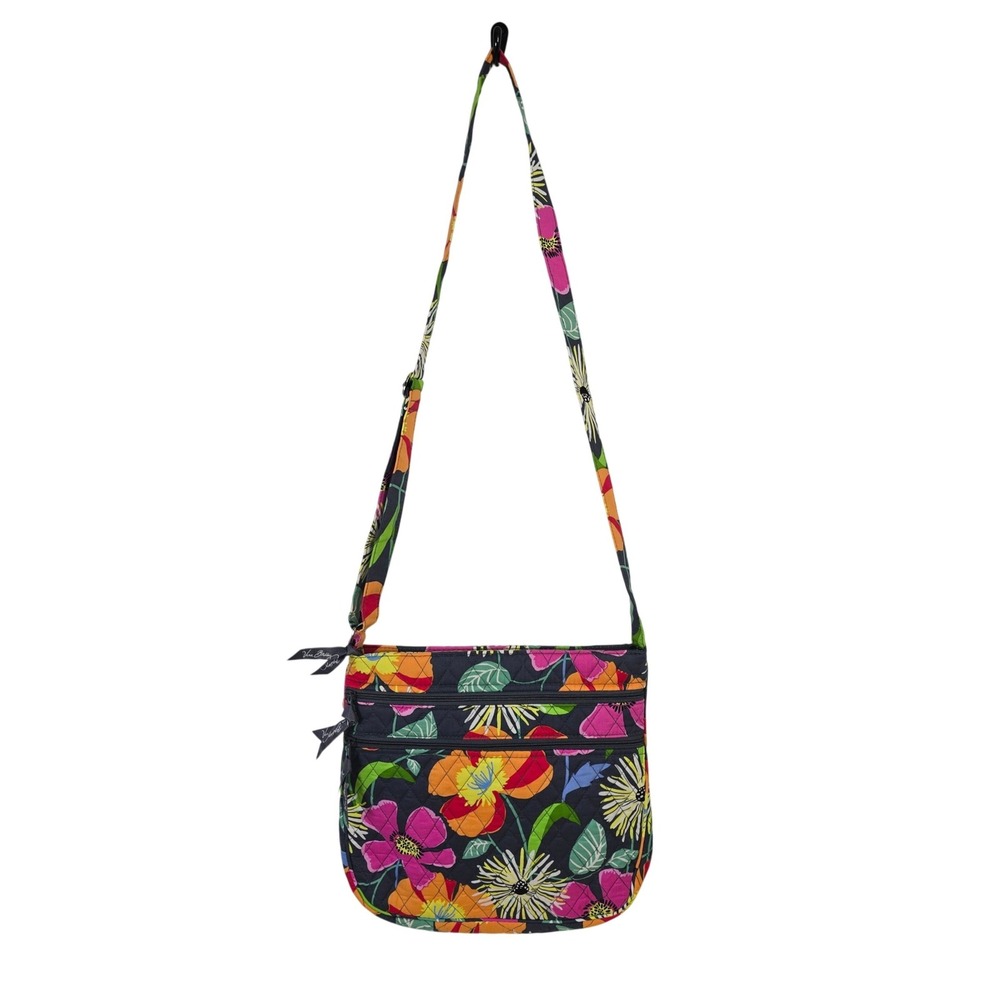 Vera Bradley Lola Quilted Cotton Crossbody Bag Navy Blue Floral Medium Travel